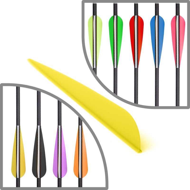 Letszhu ريش سهام ليتزهو 4 إنش بلاستيكي لصنع سهام الرماية 50 حزمة (أصفر) - Image 5